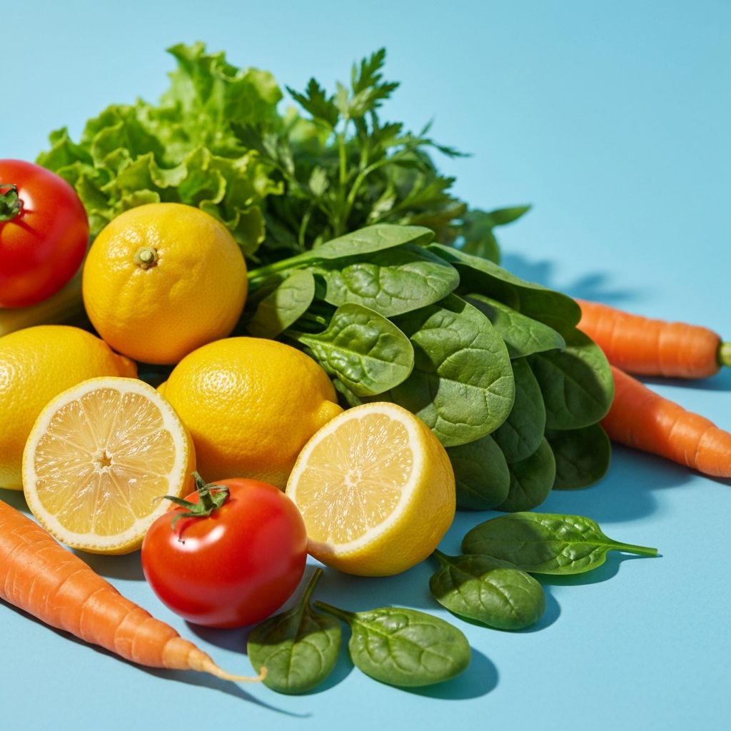 Natural sources of vitamins including fruits and vegetables